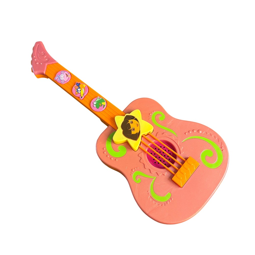 Dora the Explorer Musical Toy Guitar Pink Orange Star‎ Nick Jr Fisher-Price 2009